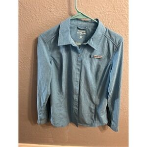 Women's Field & Stream Fishing Shirt Top Long Sleeve Vented Button Up Size Mediu